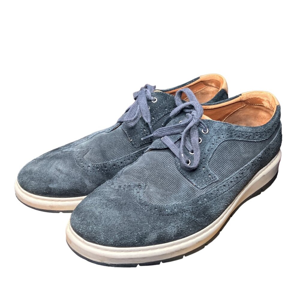 Johnston & Murphy Men's 9.5 M Elliston Wingtip Blue Suede Casual Dress Shoes